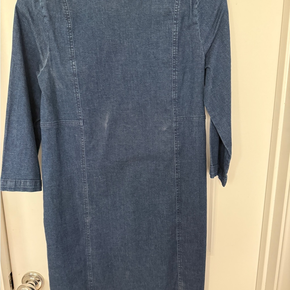J. Jill Denim, Dark Wash, 3/4 Sleeve, Lace Up Front, Demin Dress, - Picture 7 of 8